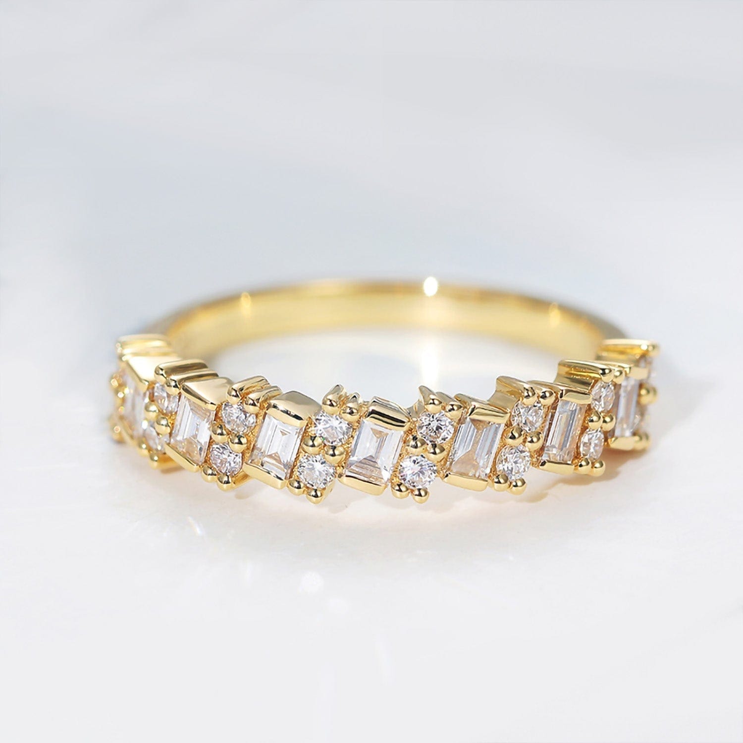 Alternating Baguette Cut and Round Diamond Eternity Band