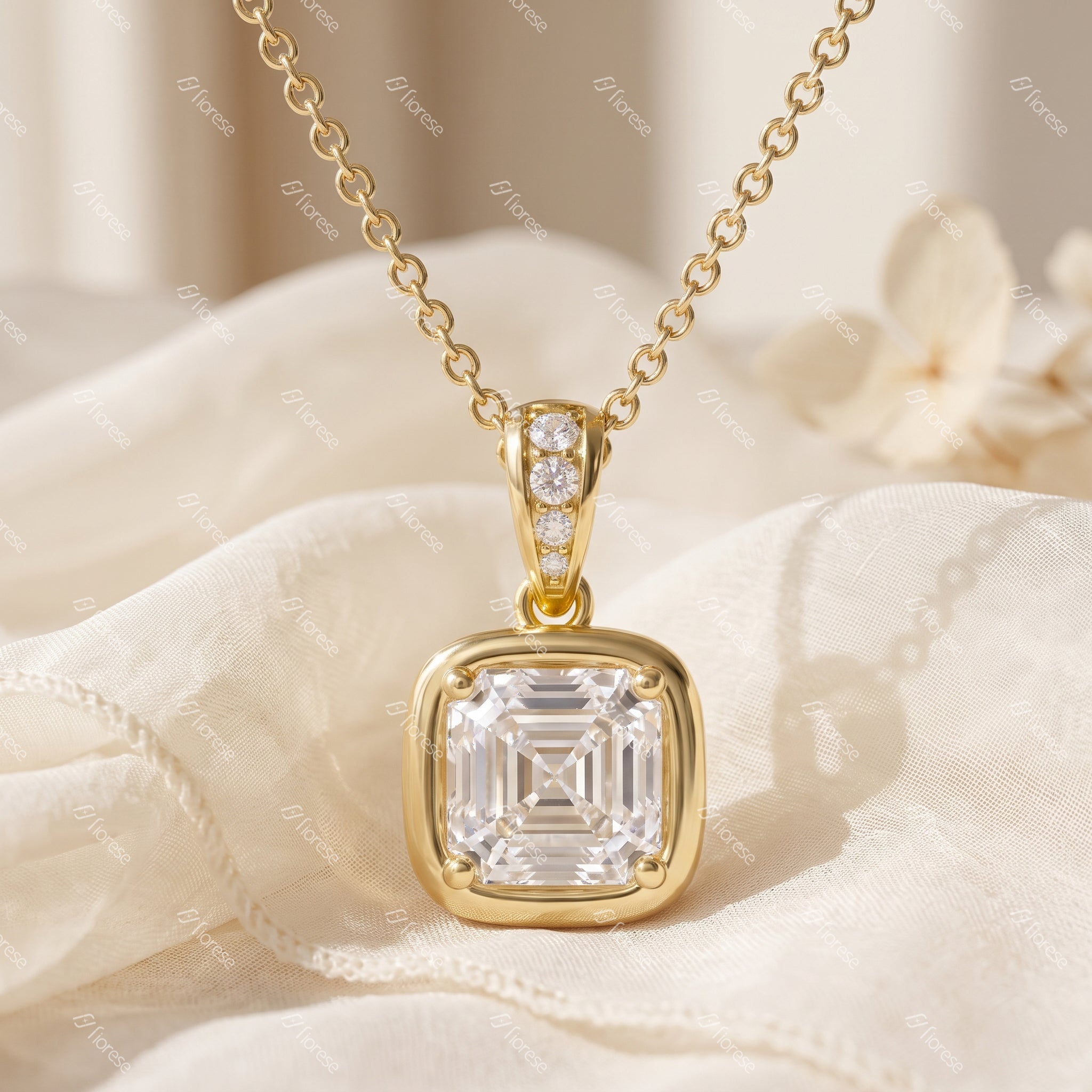 Asscher bezel Pendant - MMR