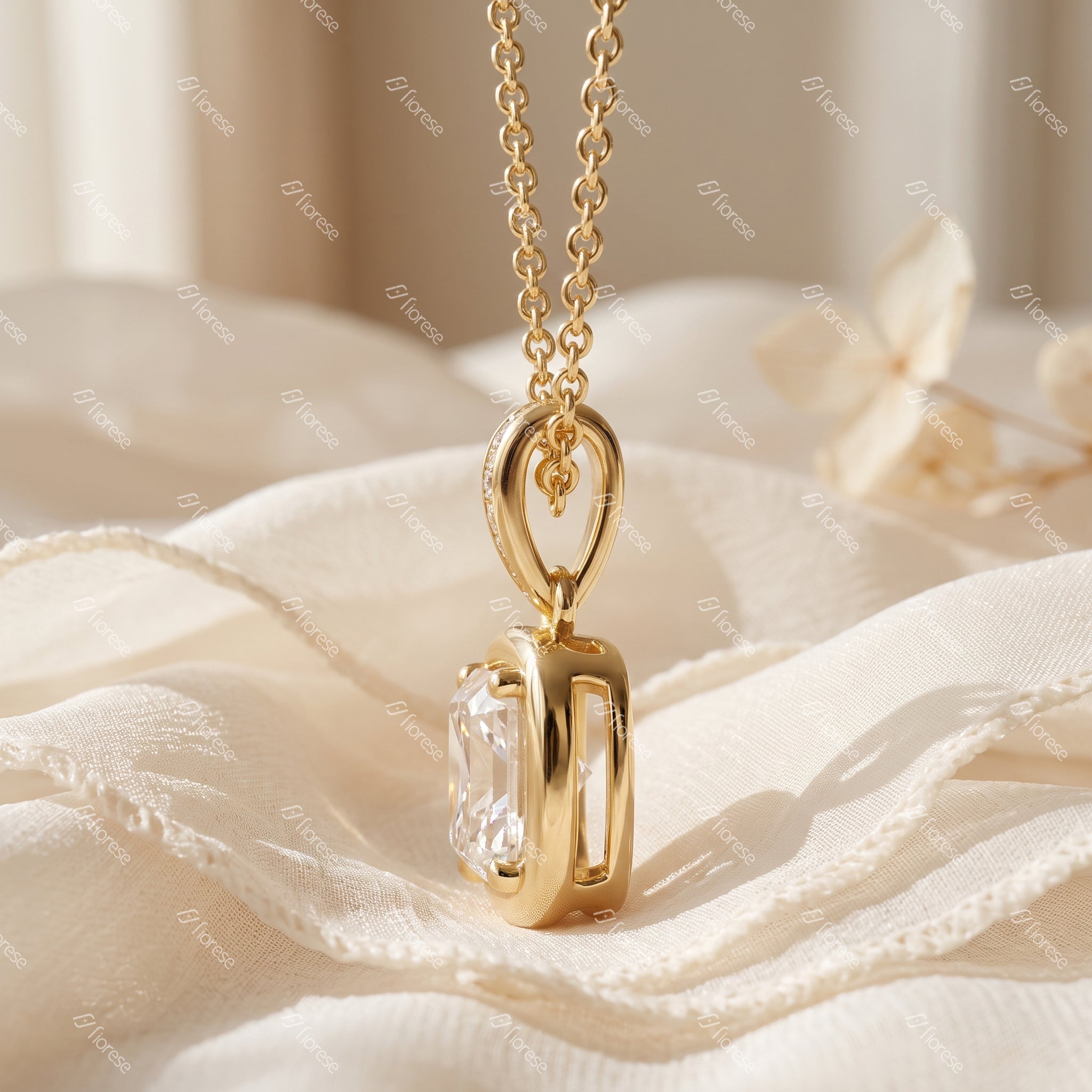 Asscher bezel Pendant - MMR