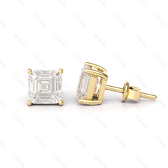 Asscher Cut Prong Set Stud Earrings - MMR