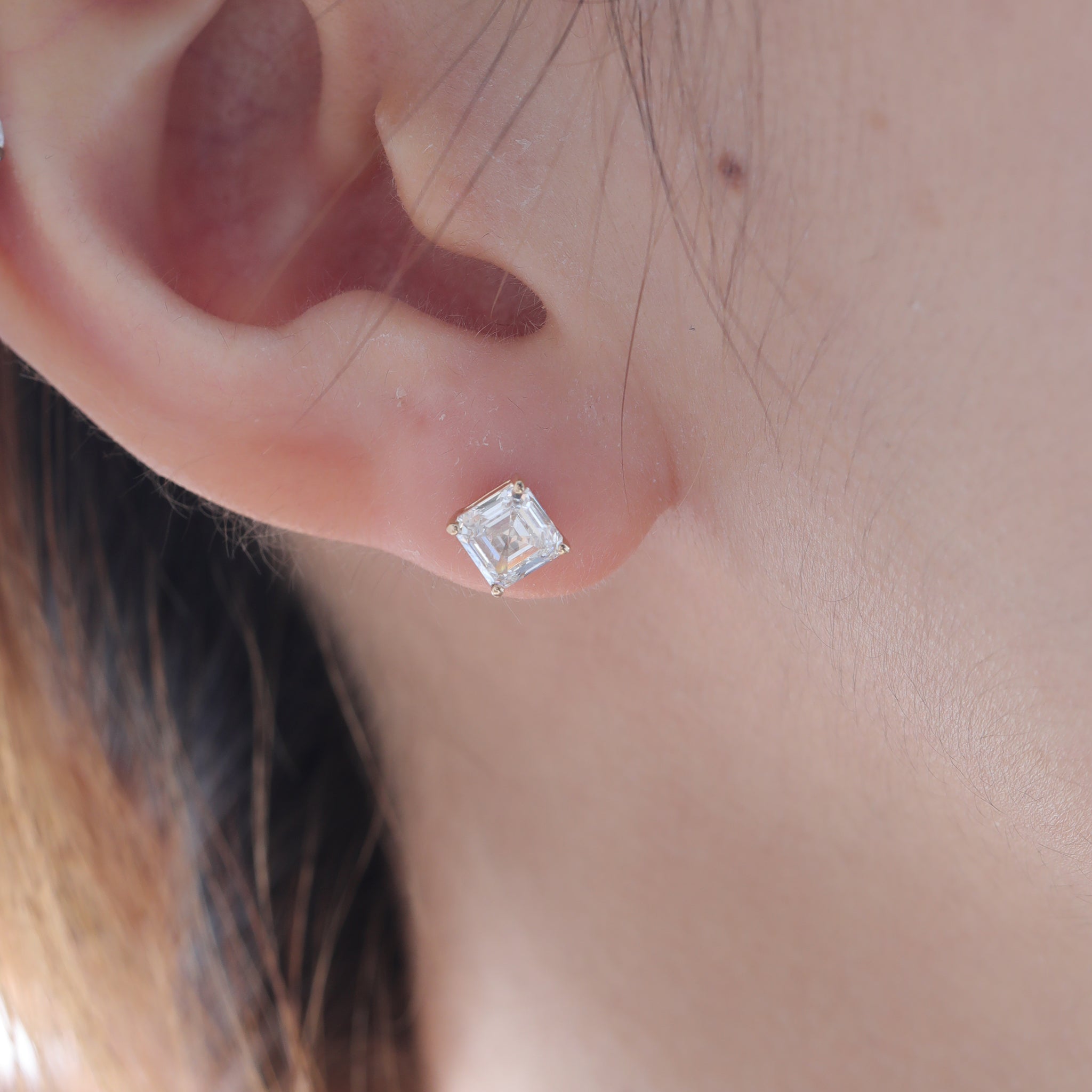 Asscher Cut Prong Set Stud Earrings - MMR