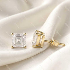 Asscher Cut Prong Set Stud Earrings - MMR