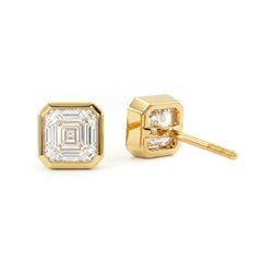 Asscher Lab Diamond Bezel Set Studs - MMR