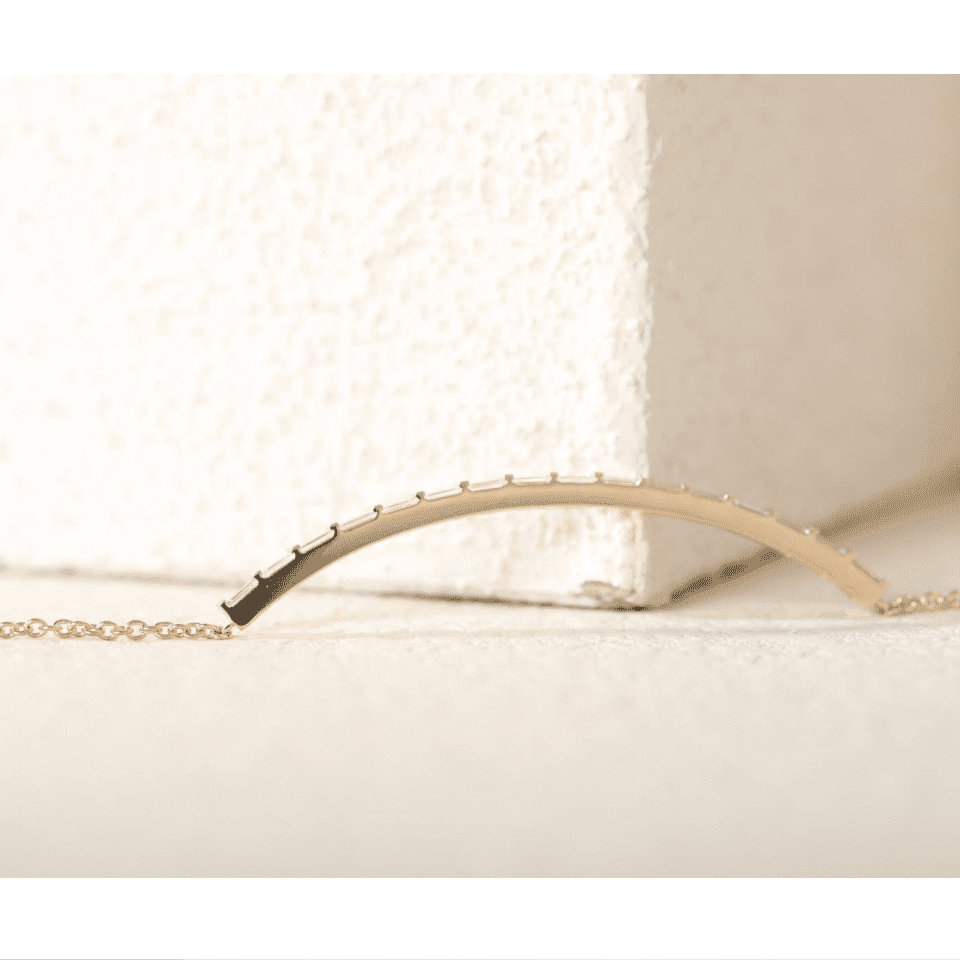 Baguette Cut Lab Diamond Half - Bezel Bangle - to - Chain Bracelet - MMR