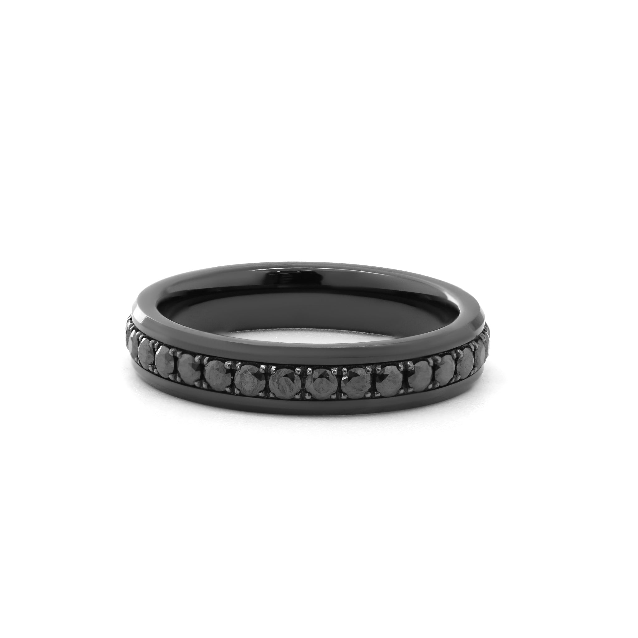 Ceramic Eternity Ring with 1.8mm Black Moissanite （US6.5 Unresizable) - MMR
