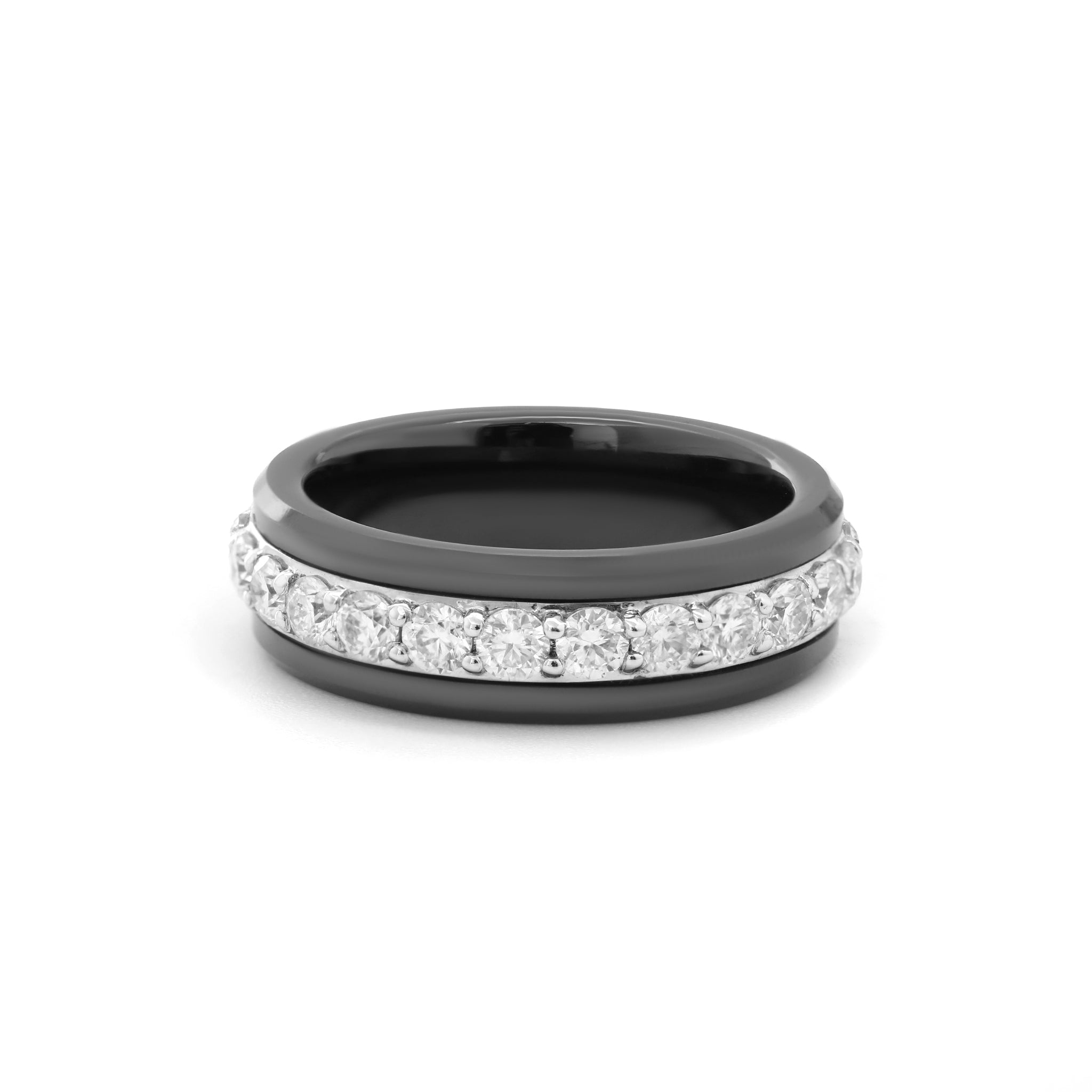 Ceramic Full Eternity Ring with 2.8mm Round Moissanite (US6 Unresizable) - MMR