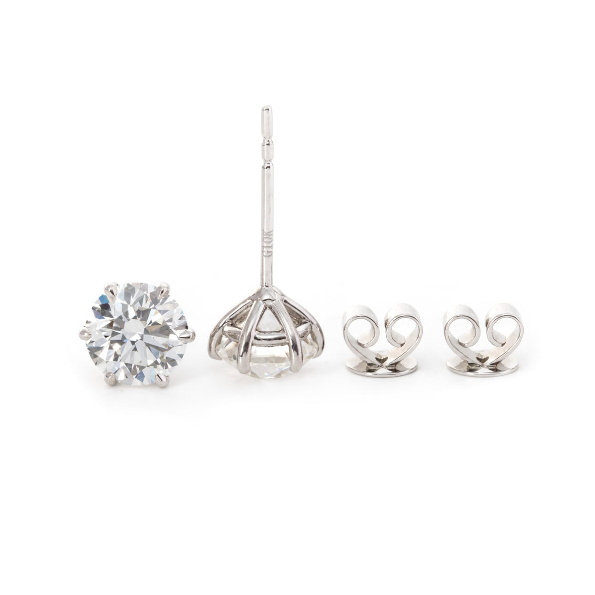 IGI Certification Round Brilliant Lab Diamond 6-Prong Martini Style Setting Studs--Fiorese Year End Sale