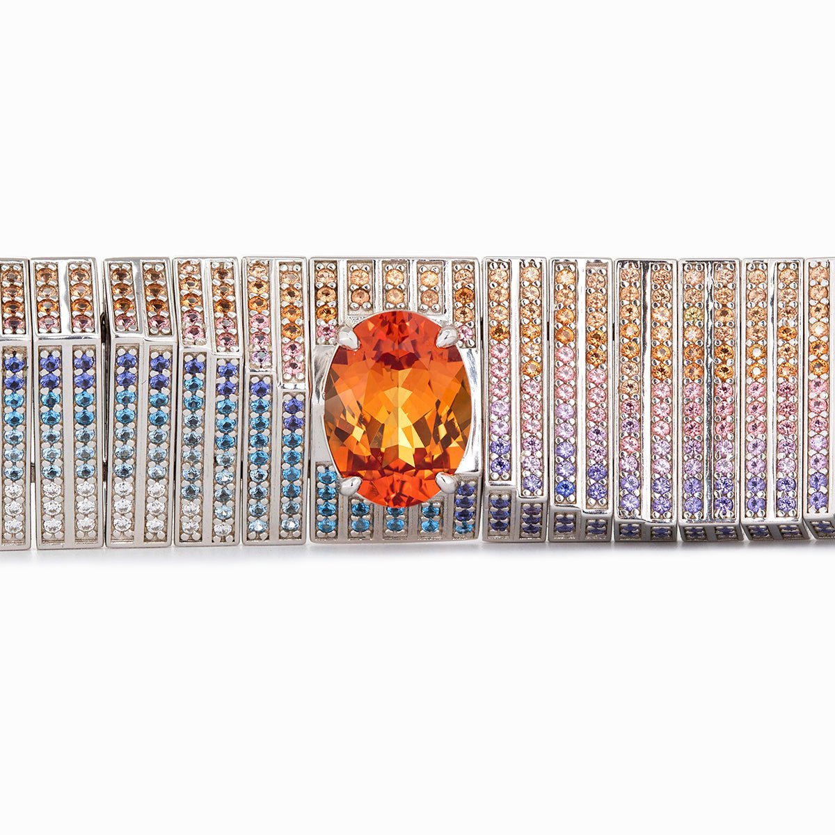 Colored Lab Gemstone Bracelet with 10×14mm Oval Lab Orange Sapphire - MMR