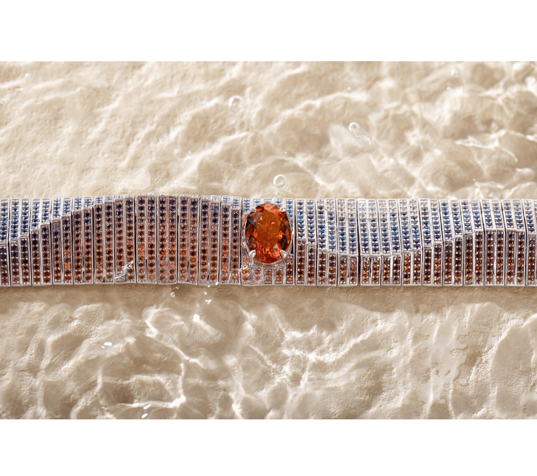 Colored Lab Gemstone Bracelet with 10×14mm Oval Lab Orange Sapphire - MMR