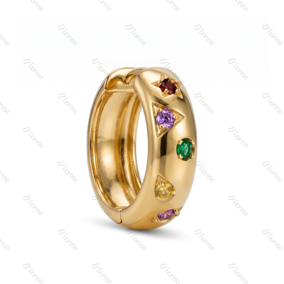 Colorful Gemstone Burst Earring Hoops - MMR