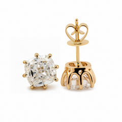 Cushion Brilliant Cut Lab Daimond Crown Setting Stud Earrings - MMR