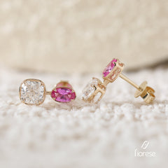 Cushion (lab diamond/mossanite/gemstone) & Oval (lab diamond) 4 - Prong Stud Earrings - MMR