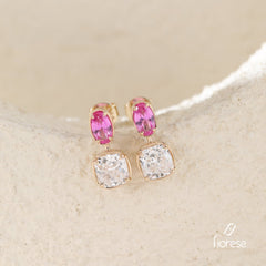 Cushion (lab diamond/mossanite/gemstone) & Oval (lab diamond) 4 - Prong Stud Earrings - MMR