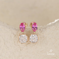 Cushion (lab diamond/mossanite/gemstone) & Oval (lab diamond) 4 - Prong Stud Earrings - MMR