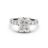 14K White Gold 5.5ct Radiant Cut Lab Diamond Engagement Ring with Hidden Halo and 2/3 Pave Band