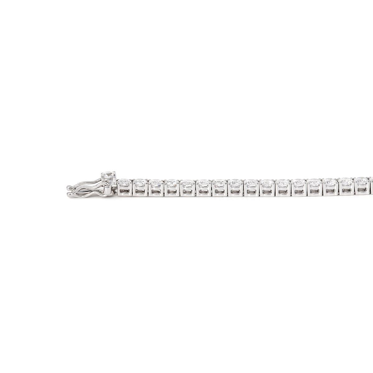 14K White Gold Round Cut Lab Diamond 4 Prong Basket Tennis Bracelet