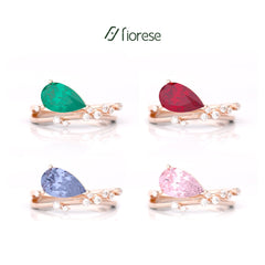 East - West Pear Shape with Crossover Shank Ring - MMR