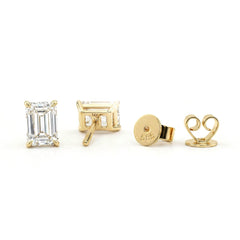 Emerald Cut Lab Diamond Four - Prong Basket Setting Studs - MMR