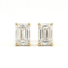 Emerald Cut Lab Diamond Four - Prong Basket Setting Studs - MMR
