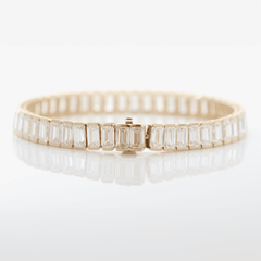 Emerald Cut Lab Diamond Half - Bezel Basket Tennis Bracelet with Box Clasp - MMR