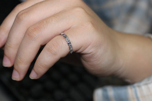 Emerald Cut Lab Grown Diamond Bezel Stackable Ring