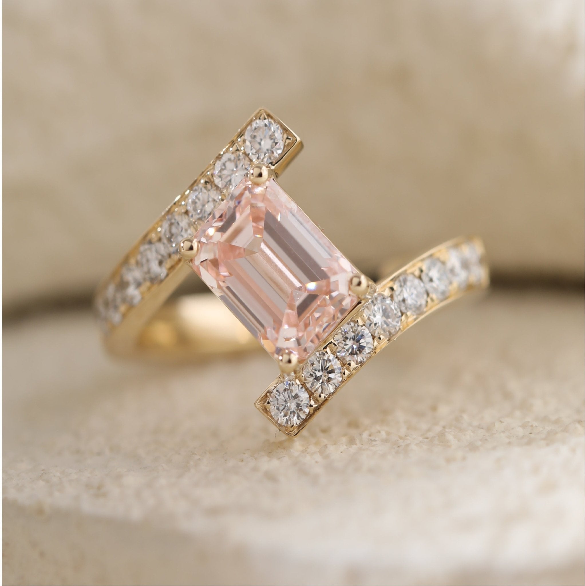 Emerald Cut Stone Twisted Ring - MMR