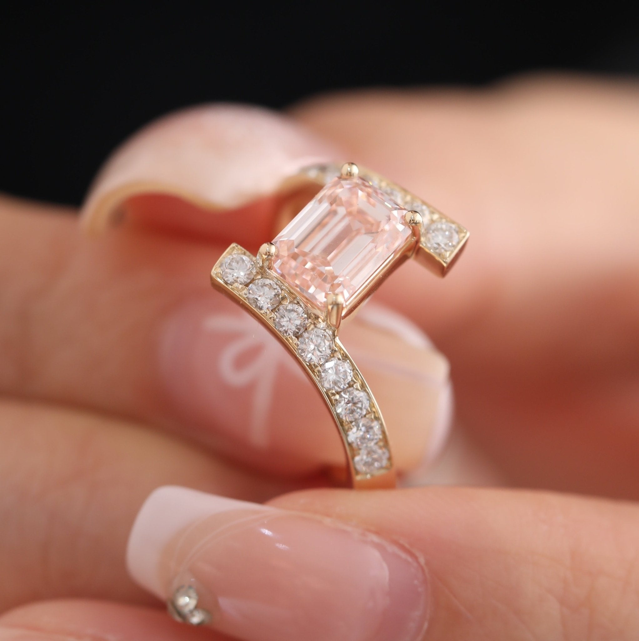 Emerald Cut Stone Twisted Ring - MMR