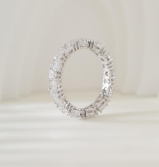 18K White Gold Heart Shaped Lab Diamond Eternity Ring(Unresizable)