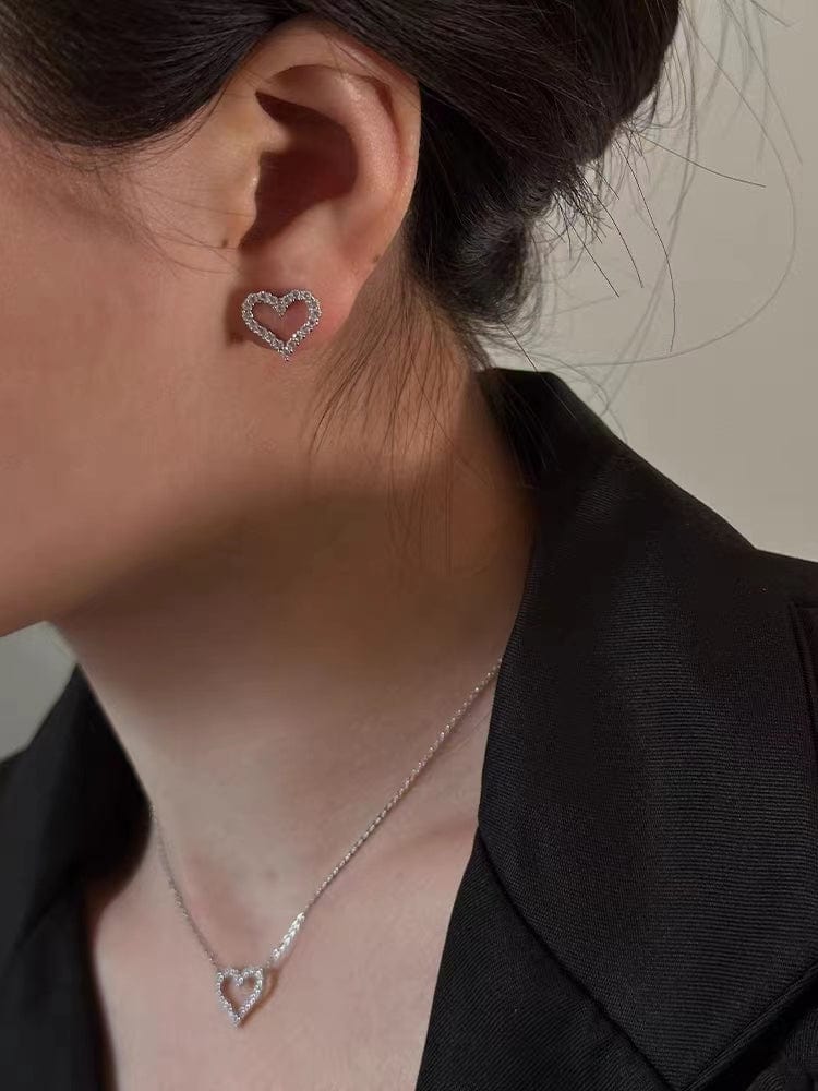 Fashion Dainty Pave Lab Diamond 1ct Heart Earrings