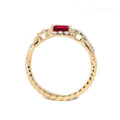 3*5mm Natural Birthstone Ring with Hemp Rope-Shaped Shank