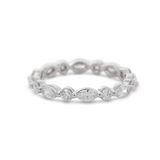 14K White Gold Round and Marquise Cut Lab Diamond Share-prong Setting Eternity Ring