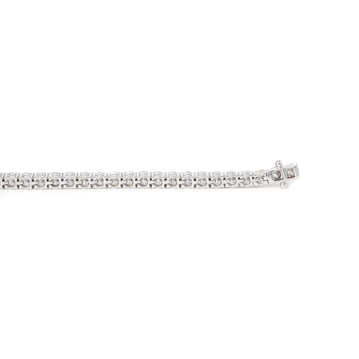 14K White Gold Round Cut Lab Diamond 4 Prong Basket Tennis Bracelet