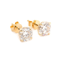 Fiorese 2 carat Round Cut Lab Diamond 14 Karat Gold Four Claw Prongs Martini Setting Stud Earrings for Women (GH+ Color,VS+ Clarity)