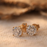 Fiorese 2 carat Round Cut Lab Diamond 14 Karat Gold Four Round Prongs Basket Setting Stud Earrings for Women (GH+ Color,VS+ Clarity)