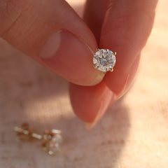 Fiorese 2 carat Round Cut Lab Diamond 14 Karat Gold Four Round Prongs Basket Setting Stud Earrings for Women (GH+ Color,VS+ Clarity)