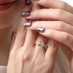 Five - Flower Round Stone Cluster Band - MMR