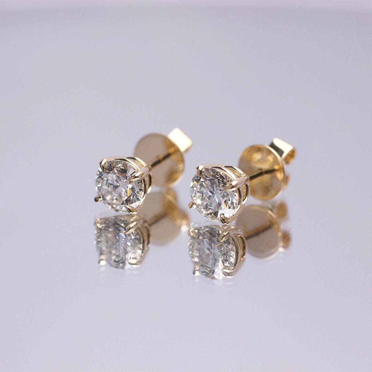 Four Round Prongs Classic Lab-Grown Round Diamond Stud Earrings – MMR