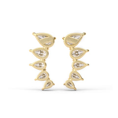 Graduating Slanted Pear Shape Gemstone Earring Studs - MMR