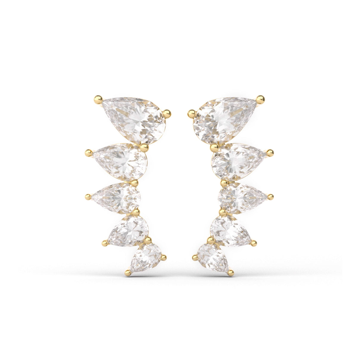 Graduating Slanted Pear Shape Gemstone Earring Studs - MMR
