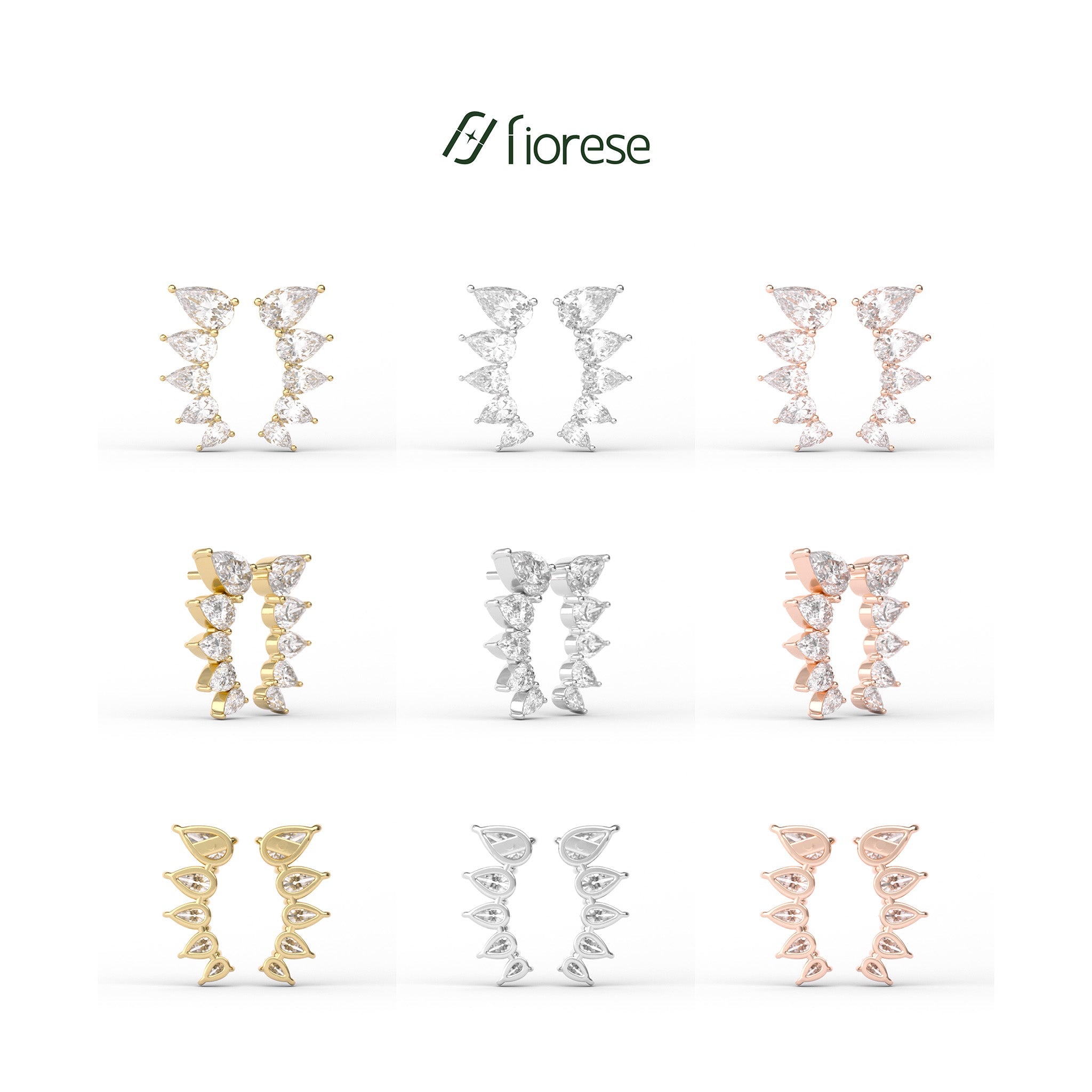 Graduating Slanted Pear Shape Gemstone Earring Studs - MMR