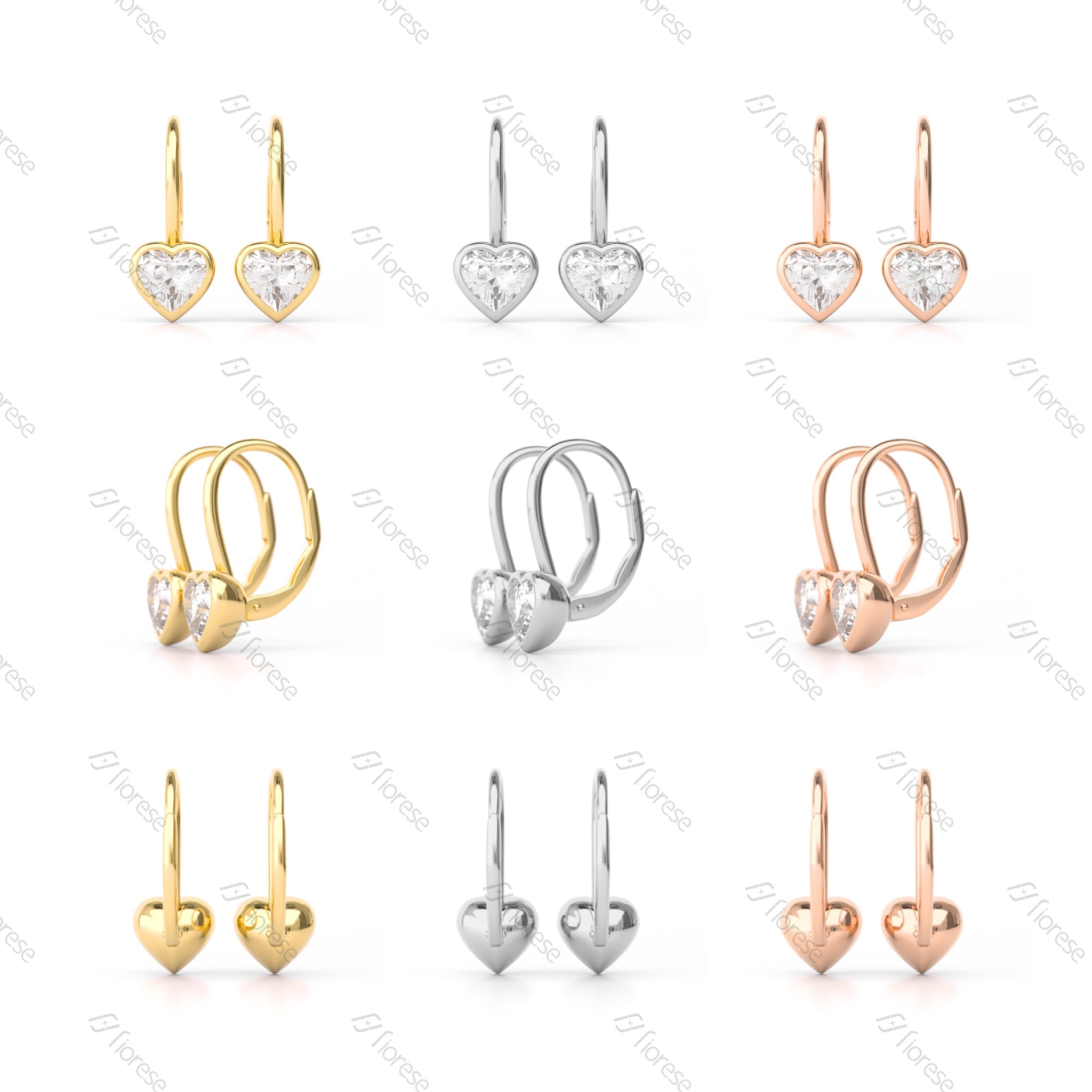 Heart Bezel Drop Earrings - MMR