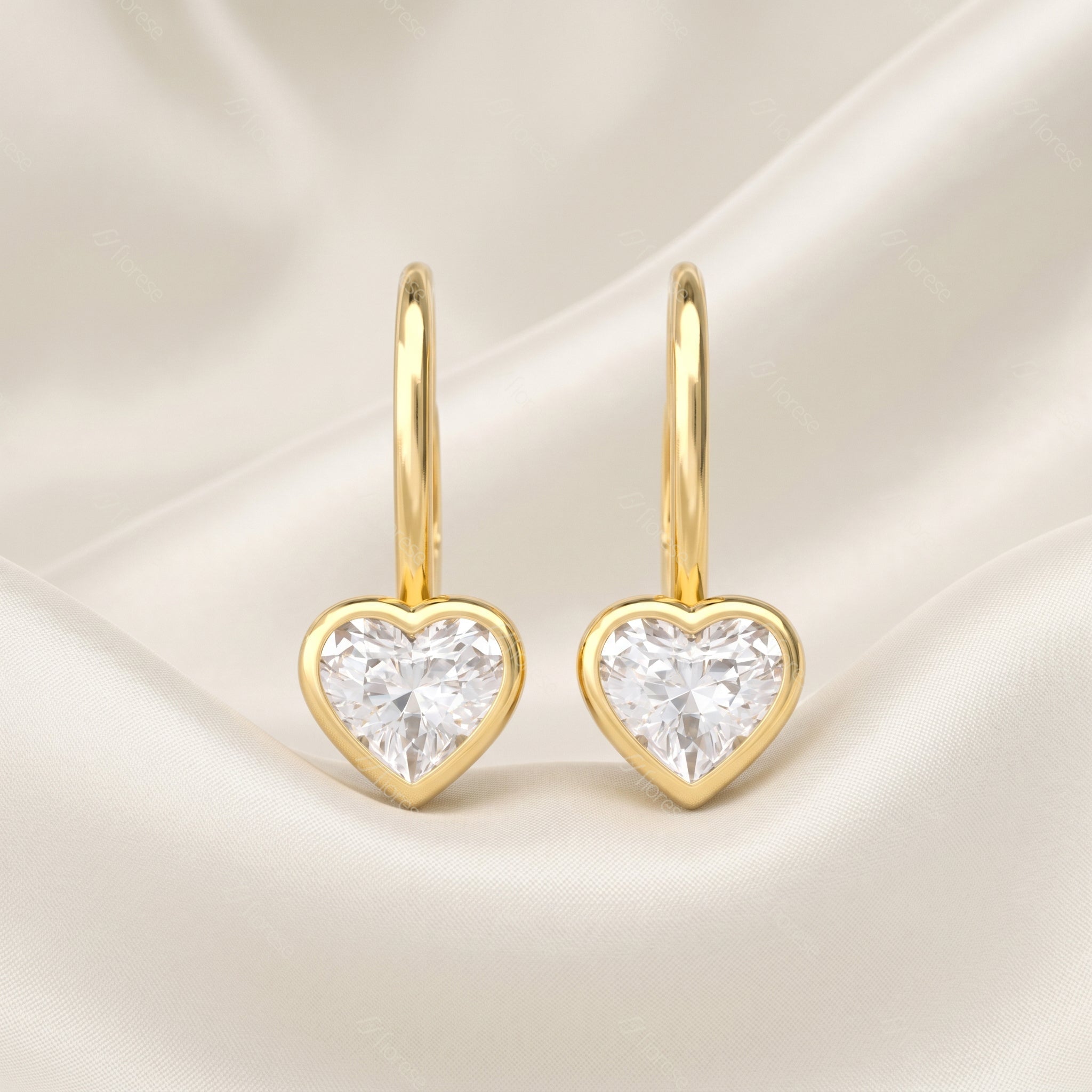 Heart Bezel Drop Earrings - MMR