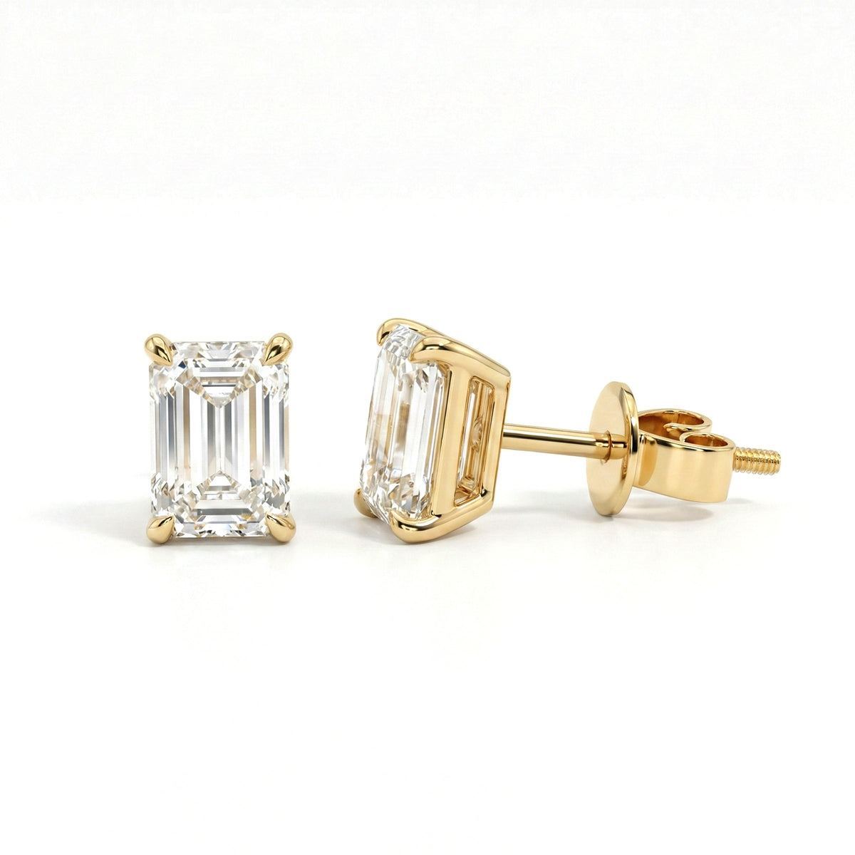 IGI Certified Emerald Cut Lab Diamond 4-Prong Basket Setting Studs - Fiorese Year End Sale - MMR