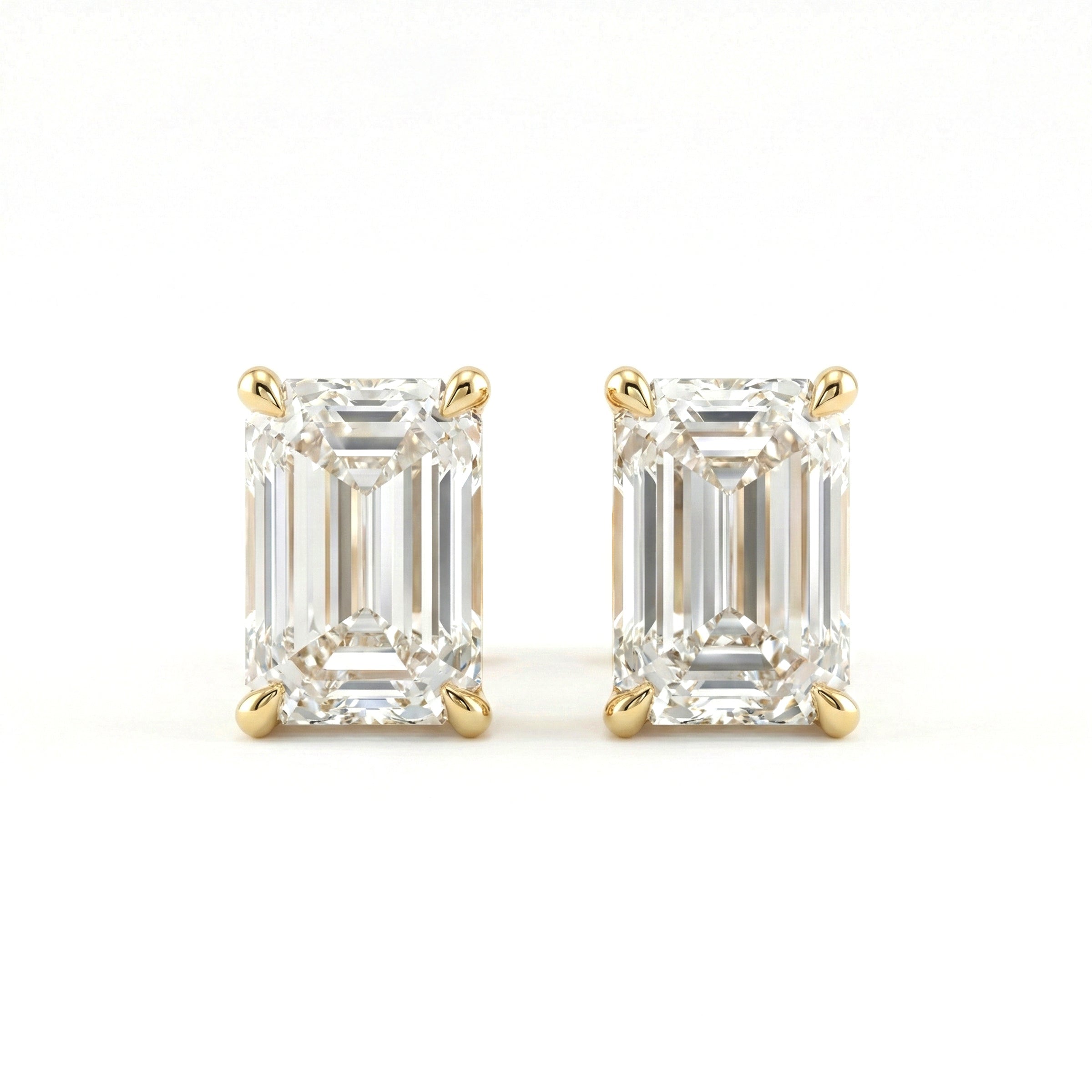IGI Certified Emerald Cut Lab Diamond 4-Prong Basket Setting Studs - Fiorese Year End Sale - MMR