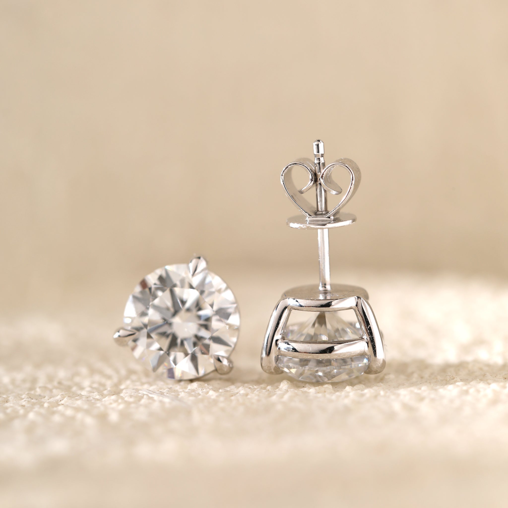 IGI Certified Round Brilliant Lab Diamond 3-Prong Basket Setting Studs - Fiorese Year End Sale - MMR