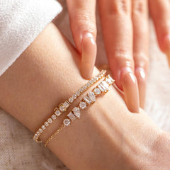 Lab Diamond Chain Bracelet with Three Shapes in Prong Basket Setting - MMR
