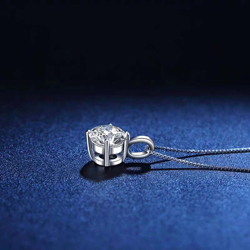 Lab Diamond Solitaire 4 Prongs Pendant Necklace