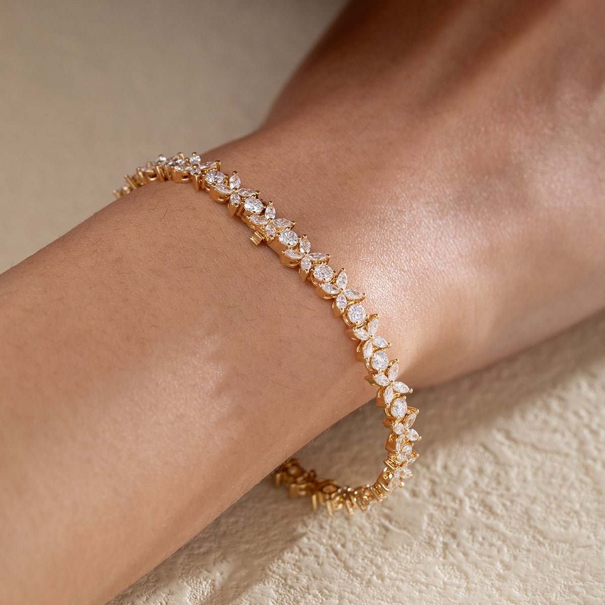 Marquise and Round Cut Lab Diamond Floral - Inspired Tennis Bracelet - MMR
