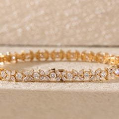 Marquise and Round Cut Lab Diamond Floral - Inspired Tennis Bracelet - MMR