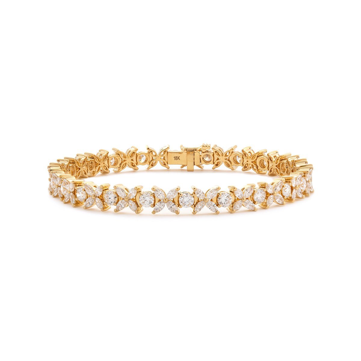 Marquise and Round Cut Lab Diamond Floral - Inspired Tennis Bracelet - MMR